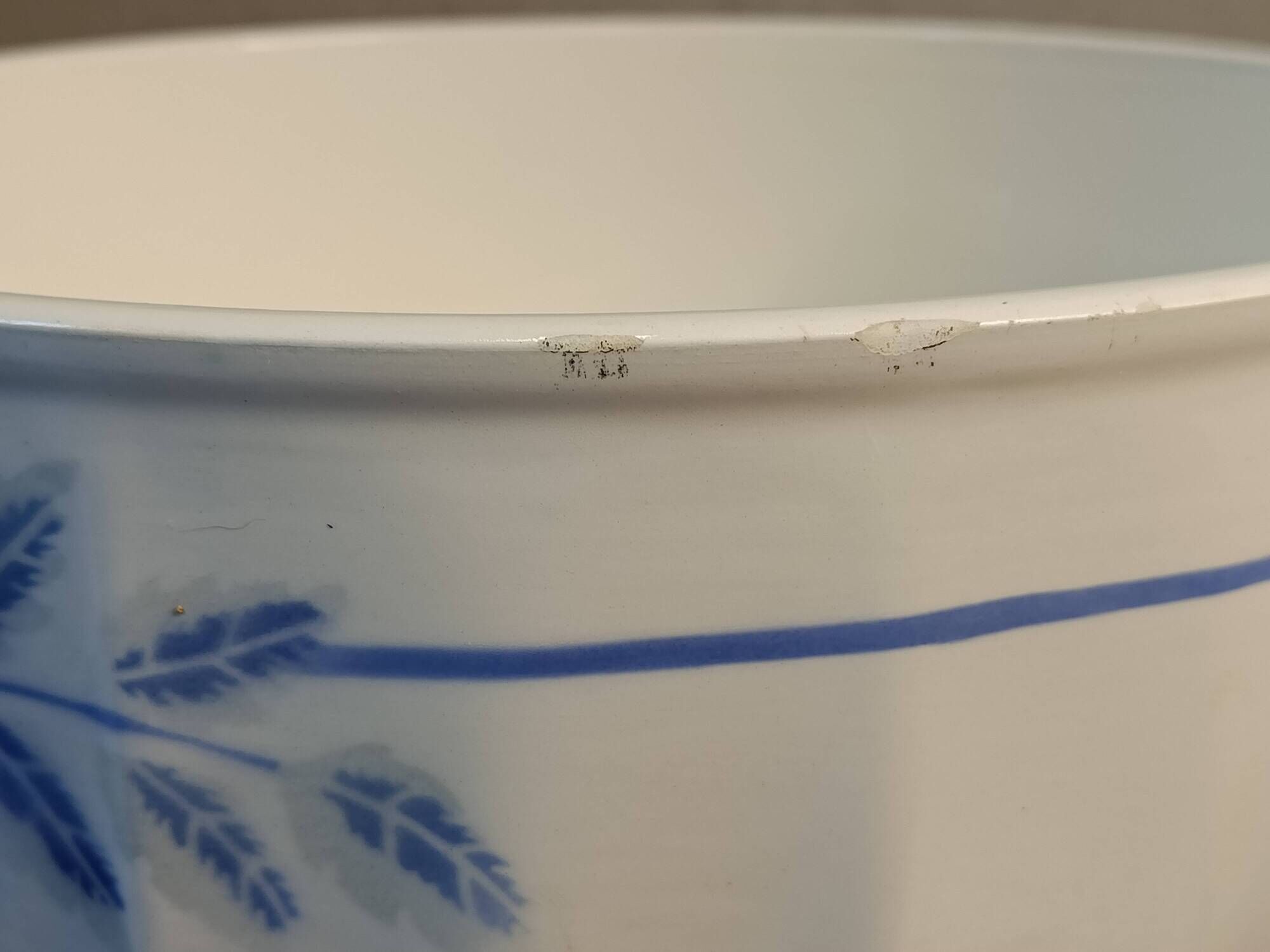 Antique toilet basin in earthenware, Moulin des Loups Factory, 1950