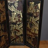 Screen with Japanese decor and black lacquer