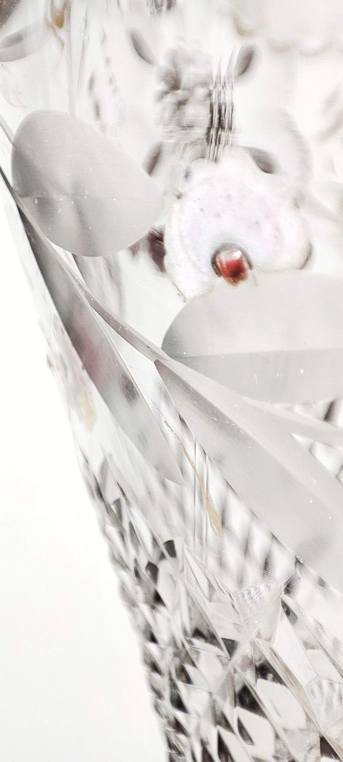 Glass vase carved and painting by hand. France 1940s.