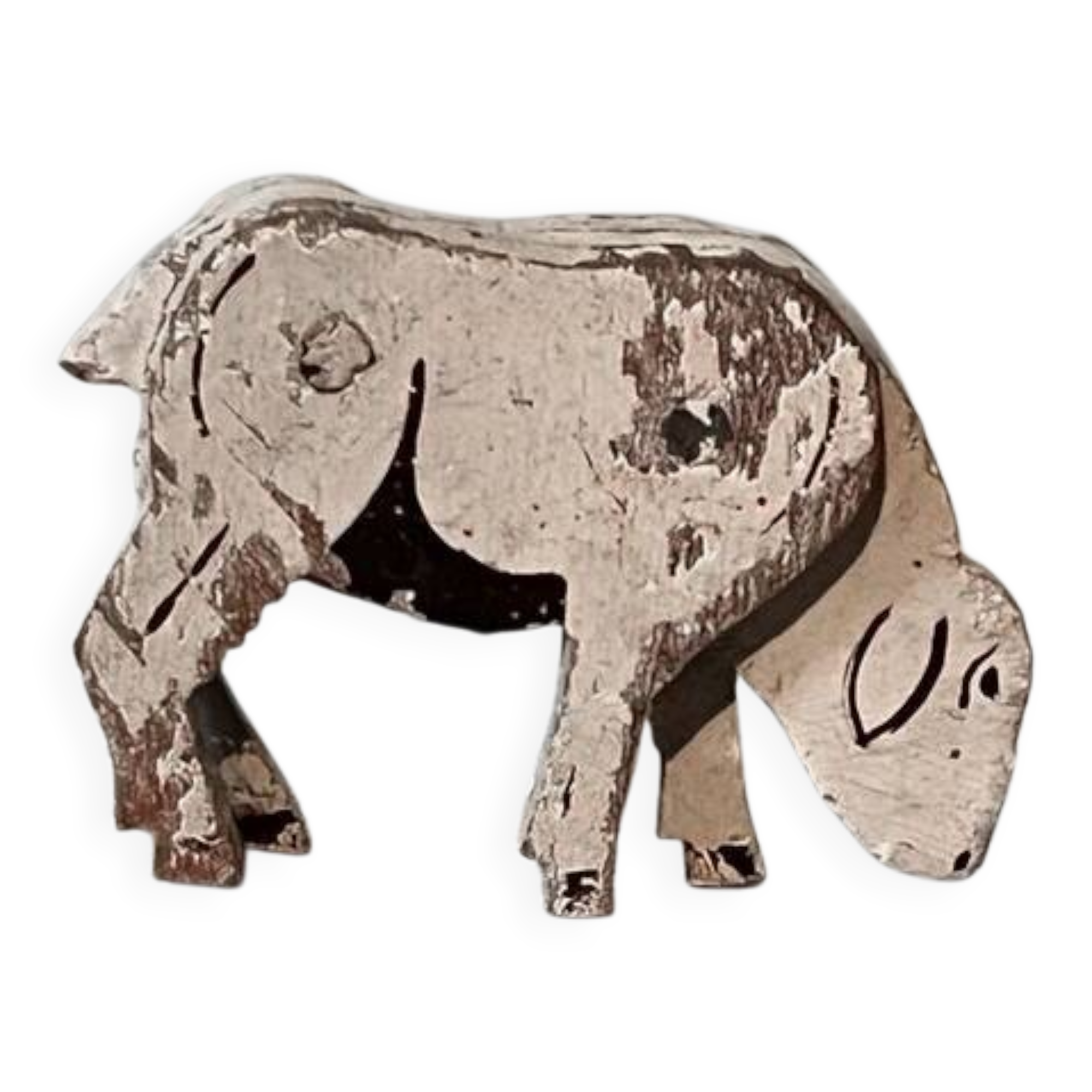 Wooden figurine, farm animals, the sheep. Vintage toy.