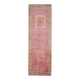 1970s Vintage Turkish Hand-Knotted Wool Cotton Pink Runner Rug 110x361