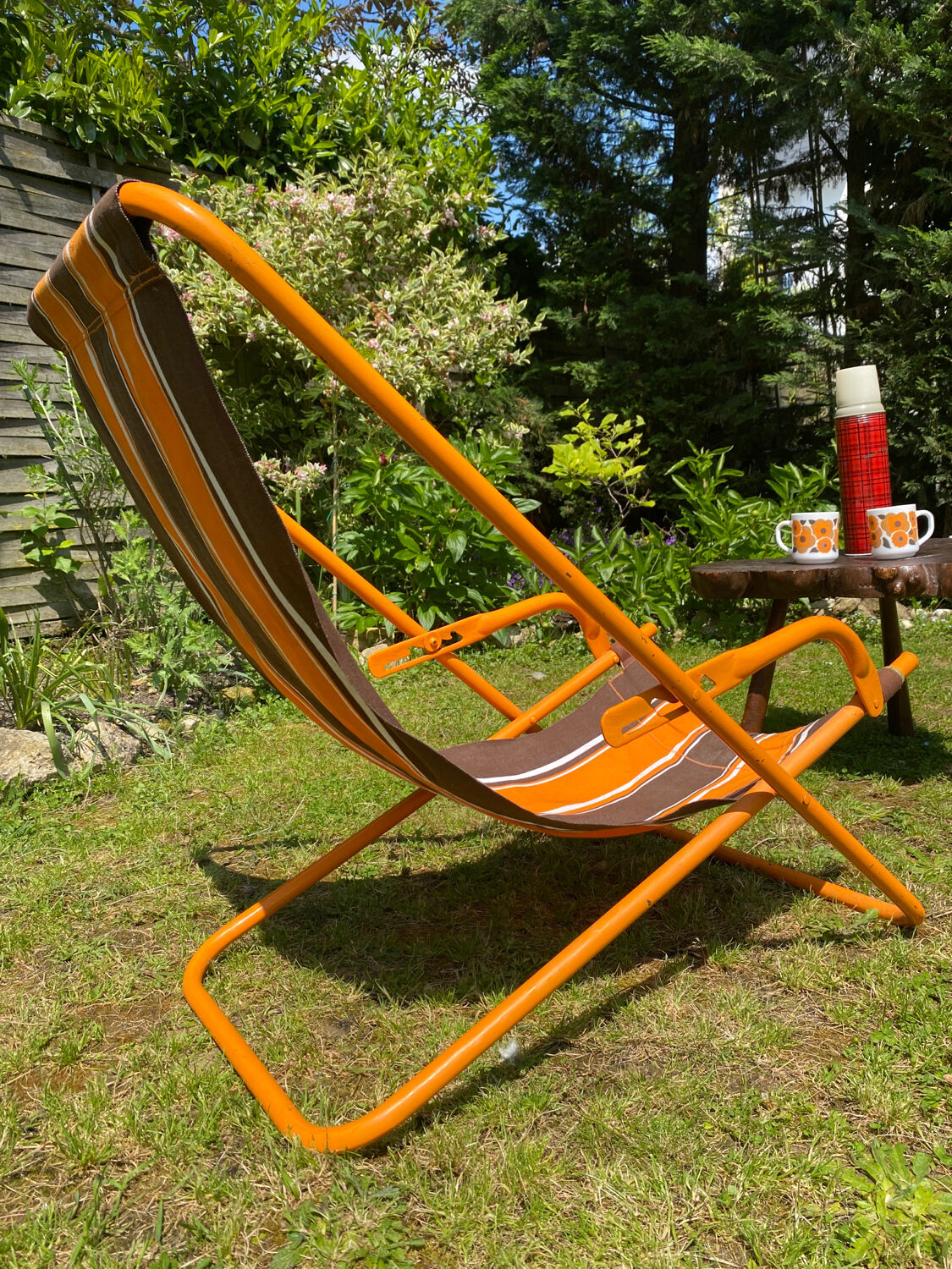 Old orange vintage deckchair