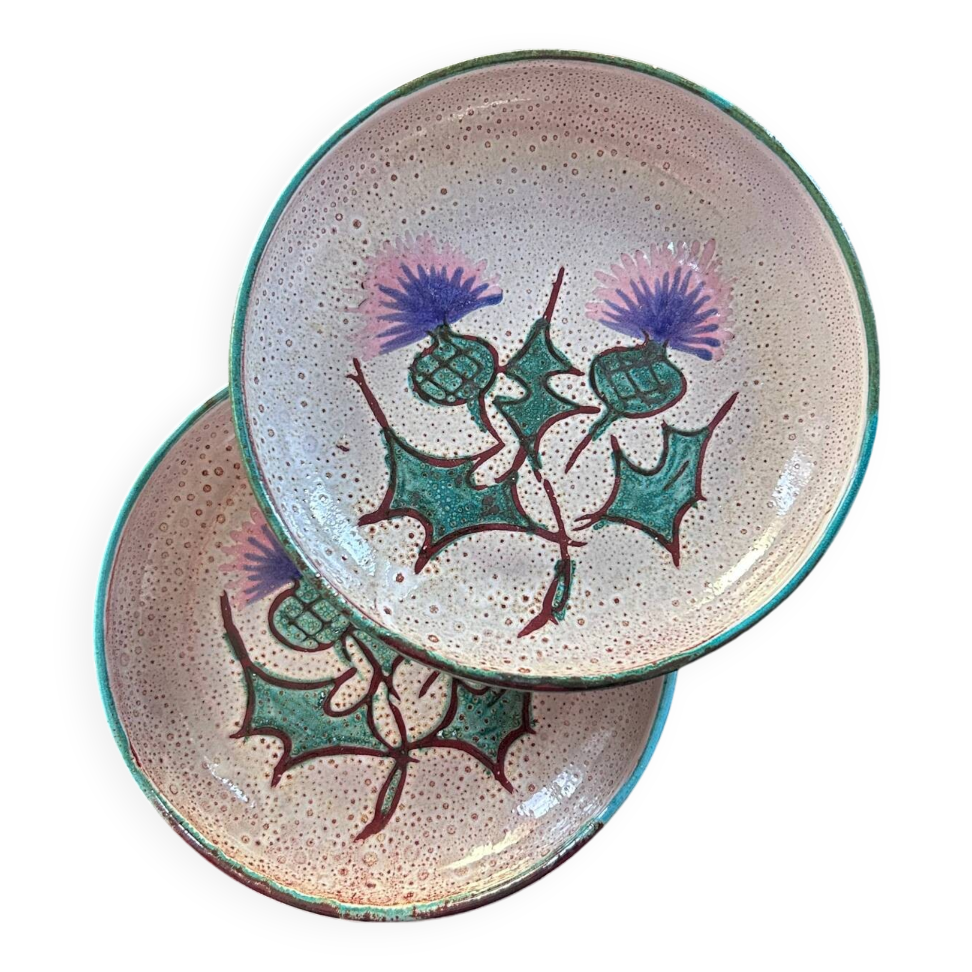 Pair of plates with thistle decoration