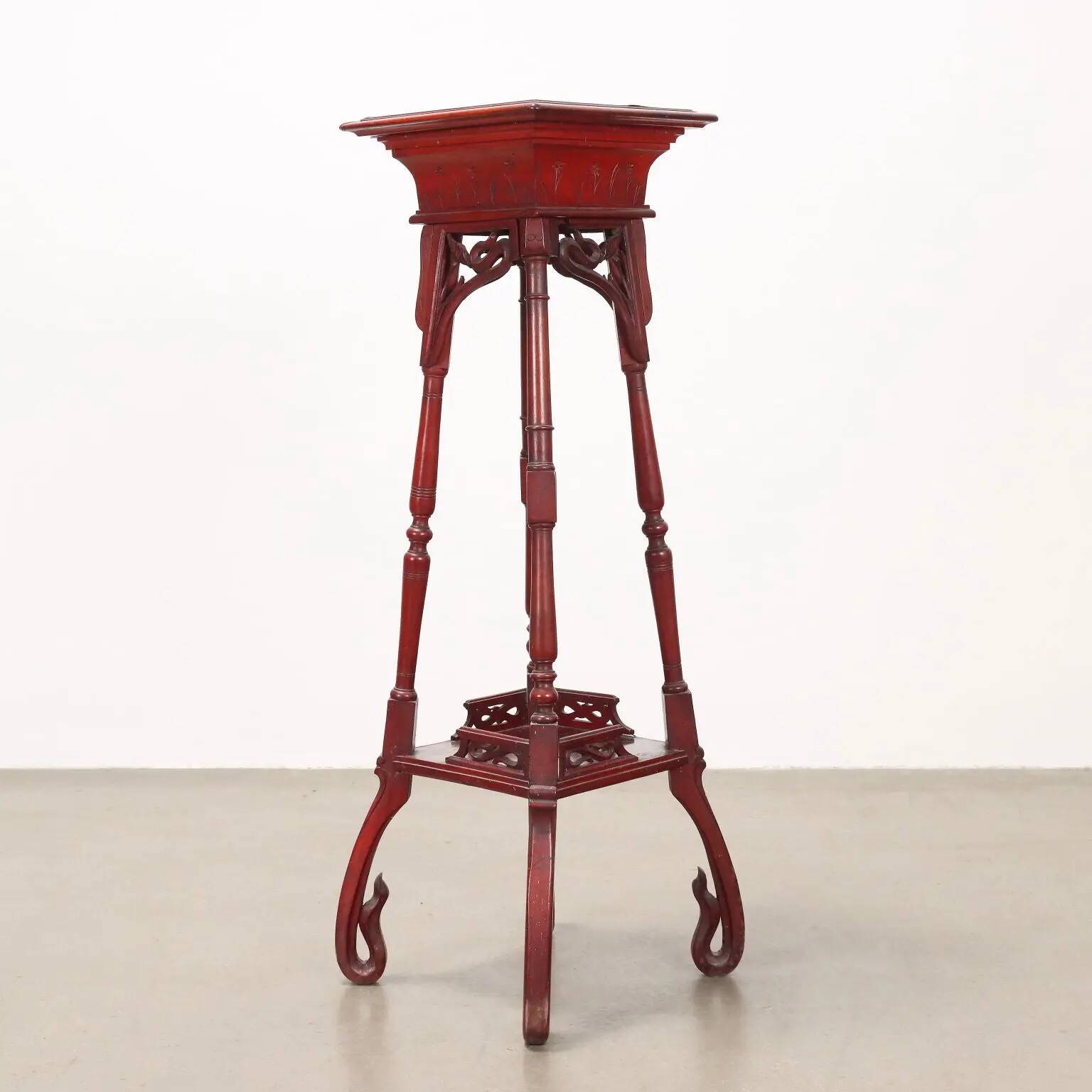 Antique walnut vase holder with decorations, 19th century