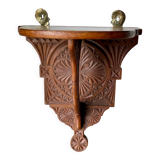 Antique Wooden Wall Console Bracket with geometric carvings