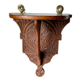 Antique Wooden Wall Console Bracket with geometric carvings