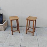 Pair of vintage pine stools from the 80s
