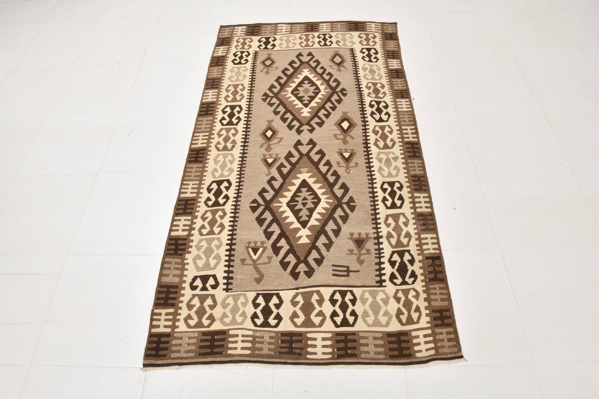 4x6 Kilim Vintage Oushak Area Kilim Rug, 103x192 Cm