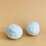 Pair of Limoges porcelain nut boxes