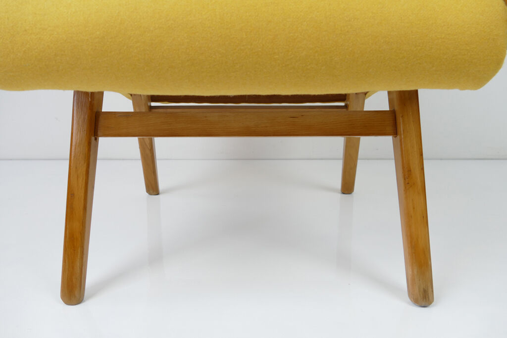 Vintage yellow wool armchair, 1960s