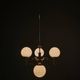 1930s Art Deco Brass and Opaline Glass Globe Chandelier, Czechoslovakia