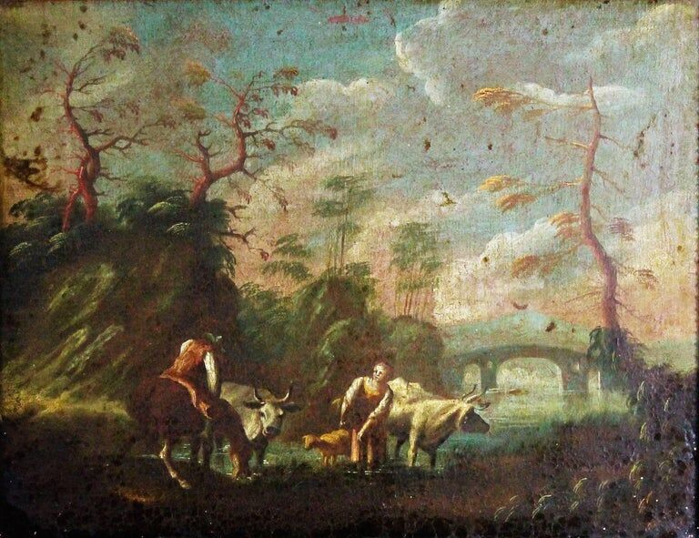 Flemish School, "Landscape of the Countryside", oil on canvas, seventeenth century