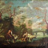 Flemish School, "Landscape of the Countryside", oil on canvas, seventeenth century
