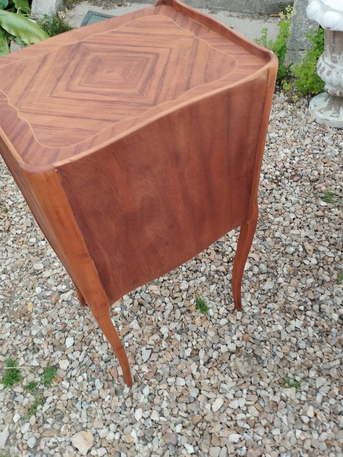 Pair of Louis XVI style marquetry bedside tables