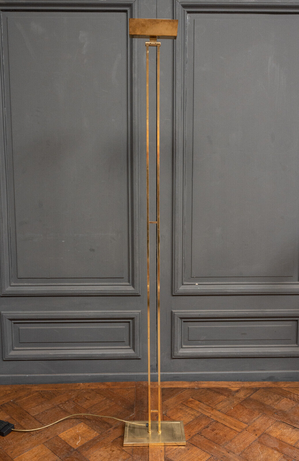 Halogen gilded metal floor lamp 1980 modernist
