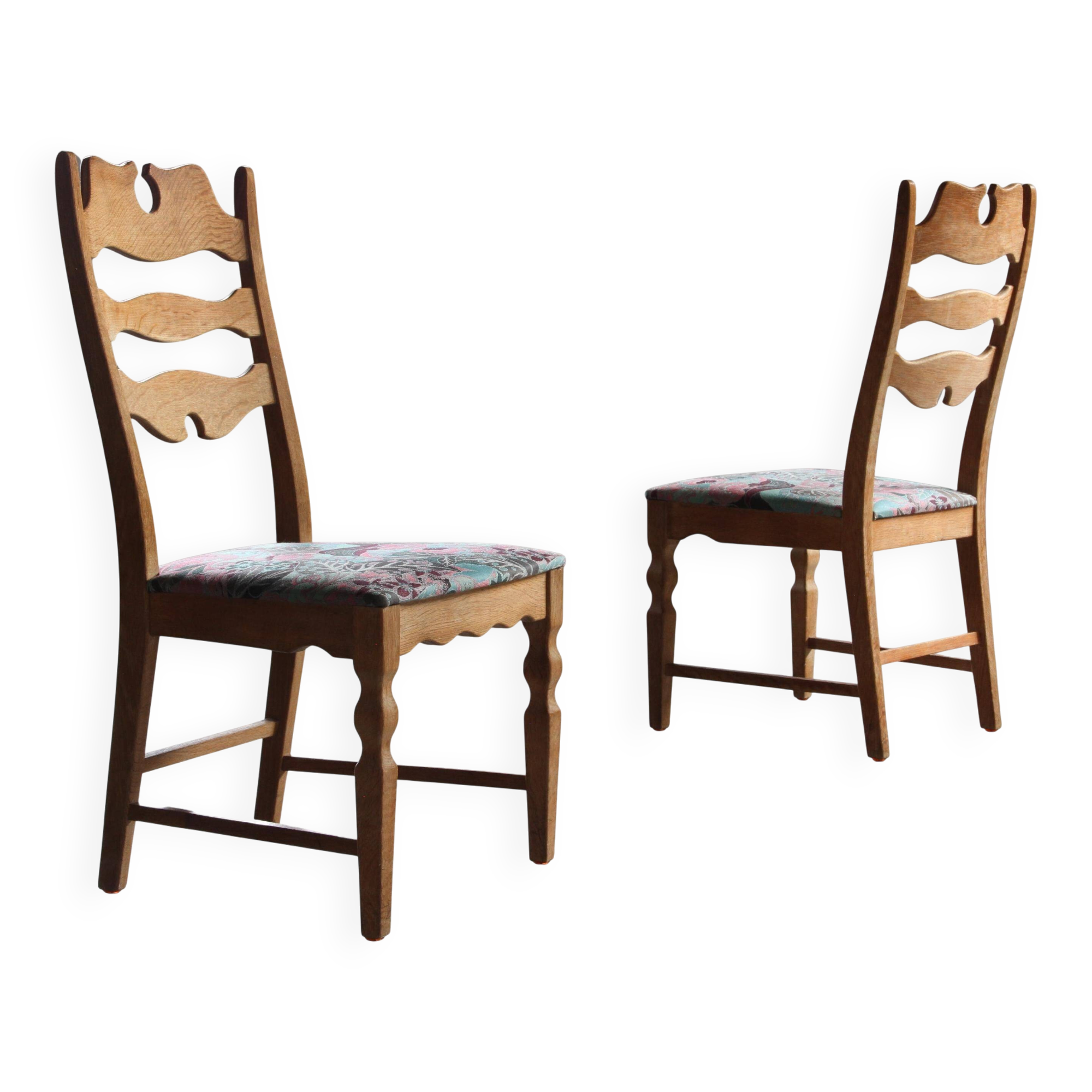 Chaises en chêne à dossier haut Razorblade vintage par Kjærnulf, années 1960, design danois