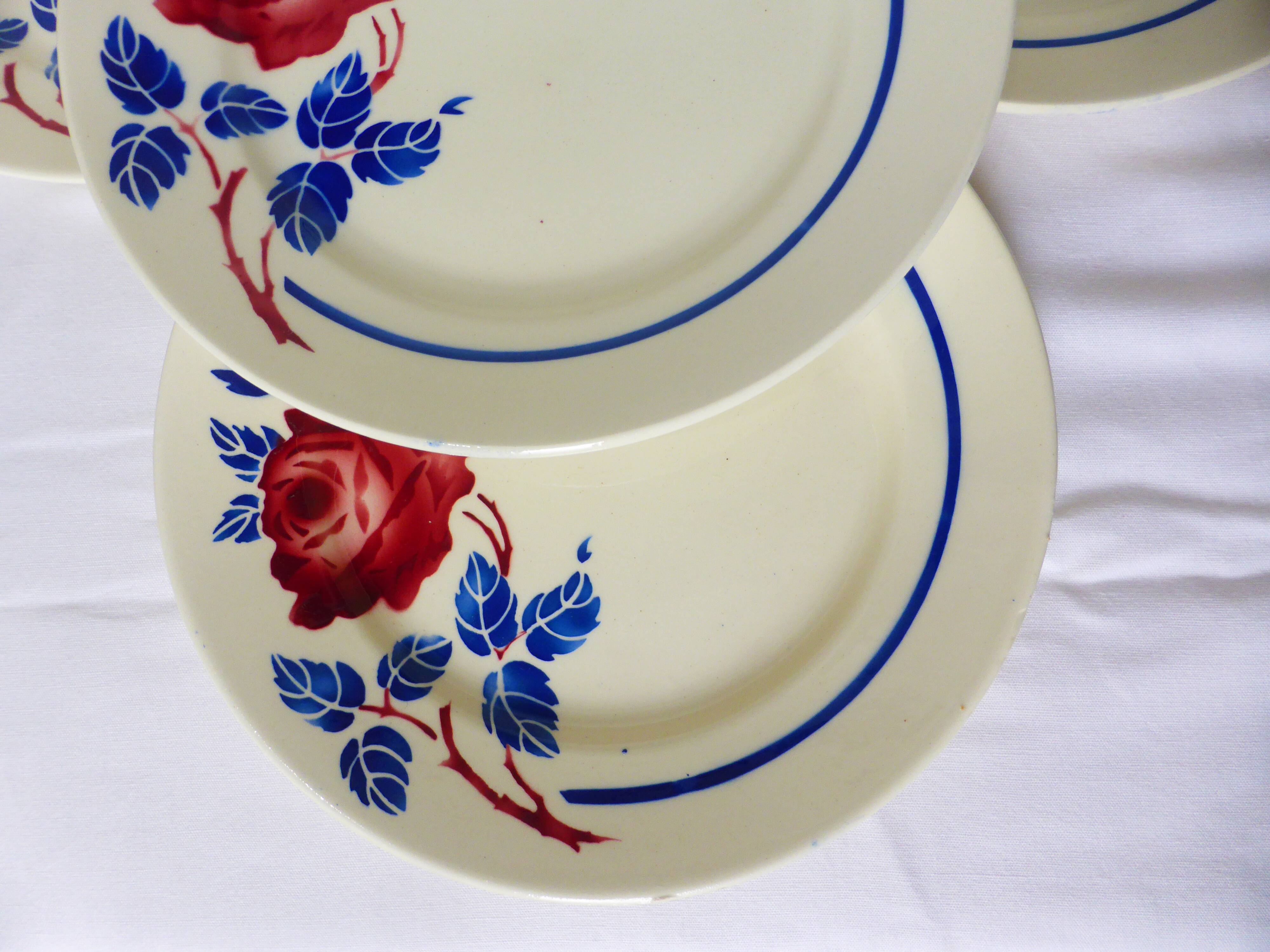 4 assiettes dessert vintage de K&G Luneville modèle Chantal