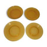 Lot of 4 mismatched plates amber glass