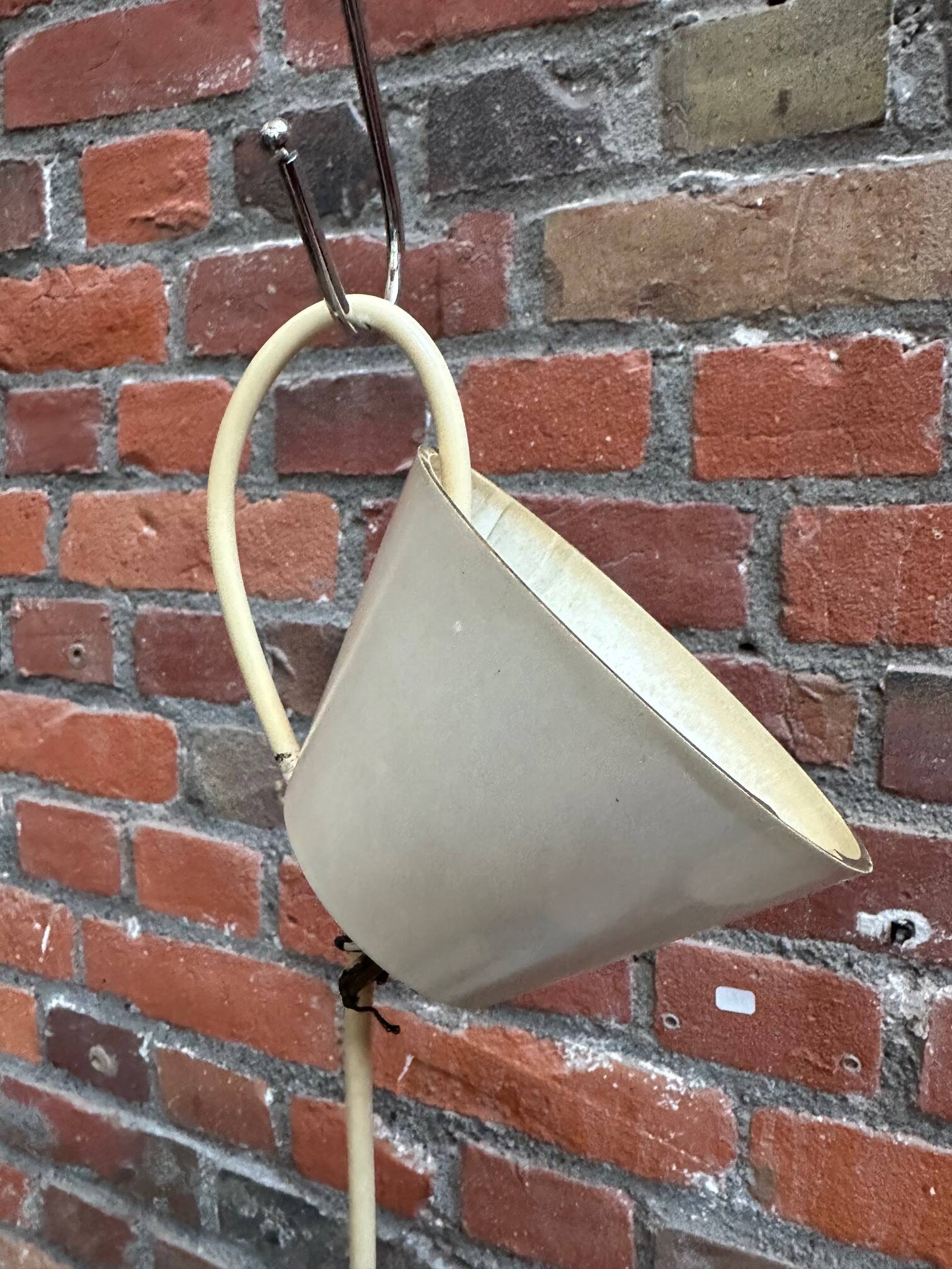 Louis Kalff opaline and teak suspension