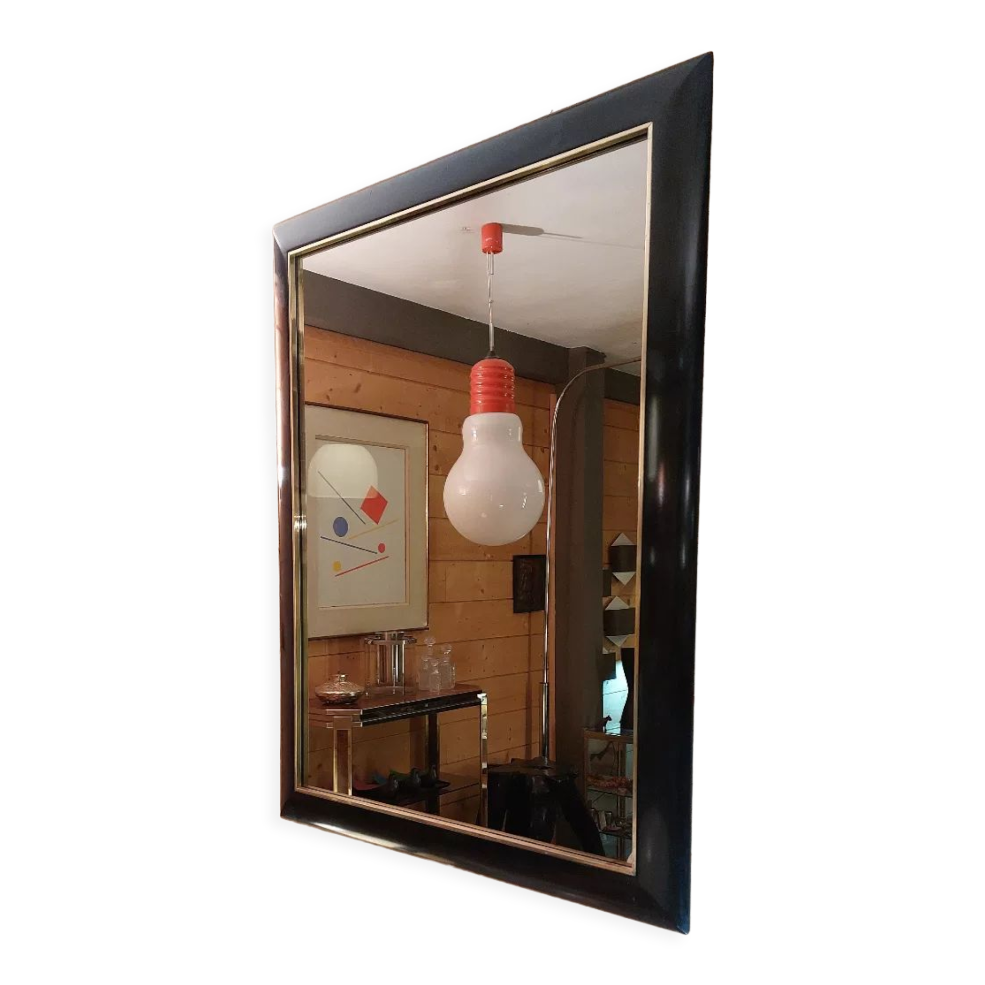 Miroir métal et laiton, 94x75 cm