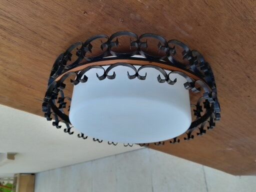 Vintage wrought iron ceiling lamp year 50 60 chandelier