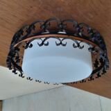 Vintage wrought iron ceiling lamp year 50 60 chandelier