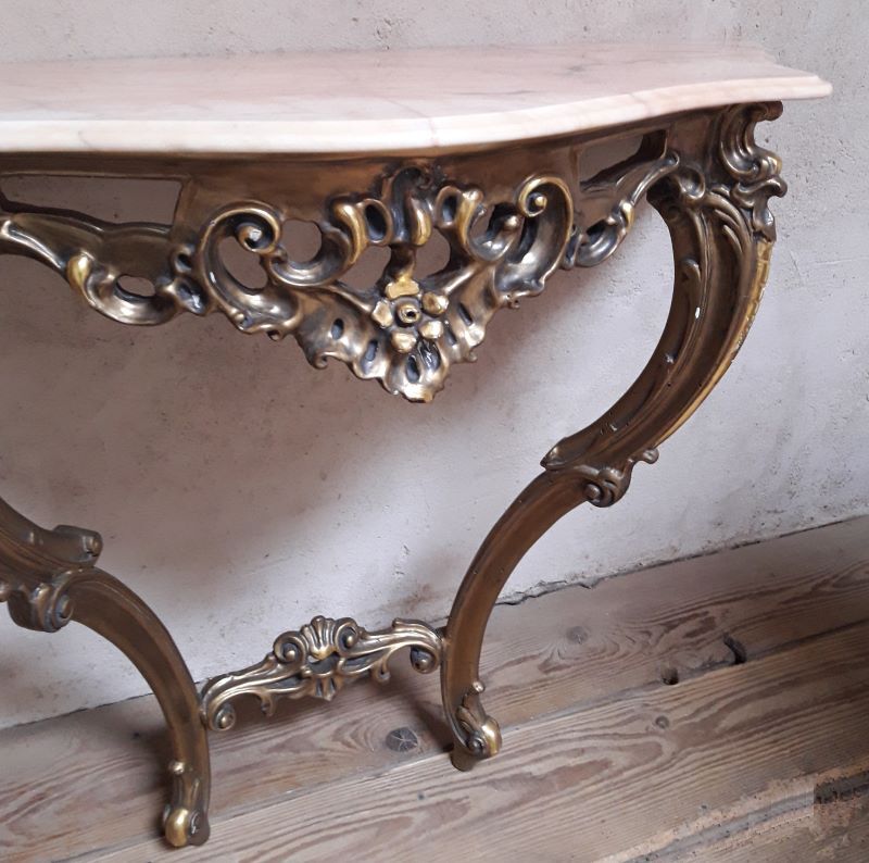 Gilded wooden console marble Louis XV style