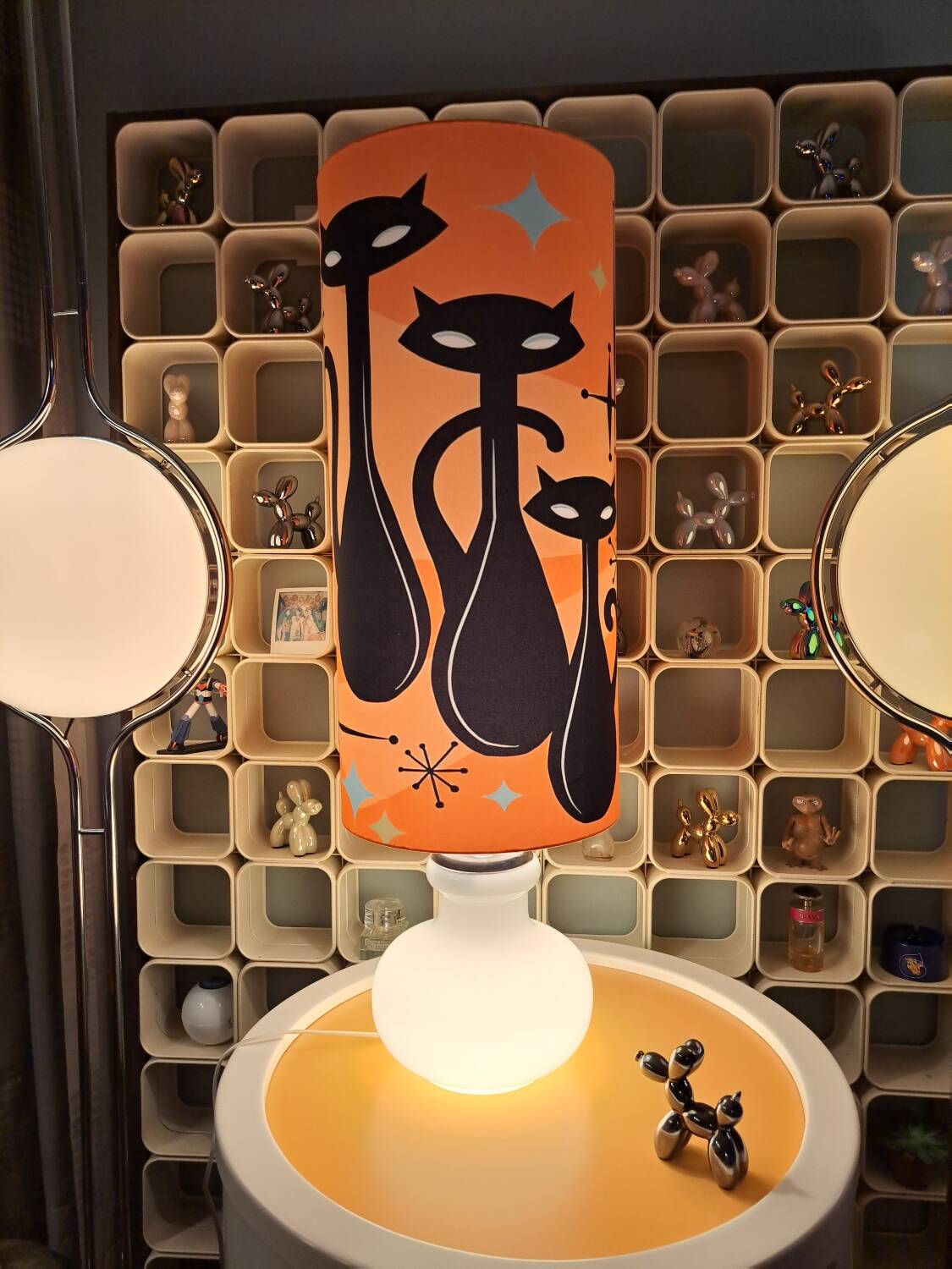 Lampe de Sol XL ou à poser Opaline, double éclairages Seventies