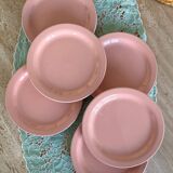 6 powder pink Italian iron earthenware plates