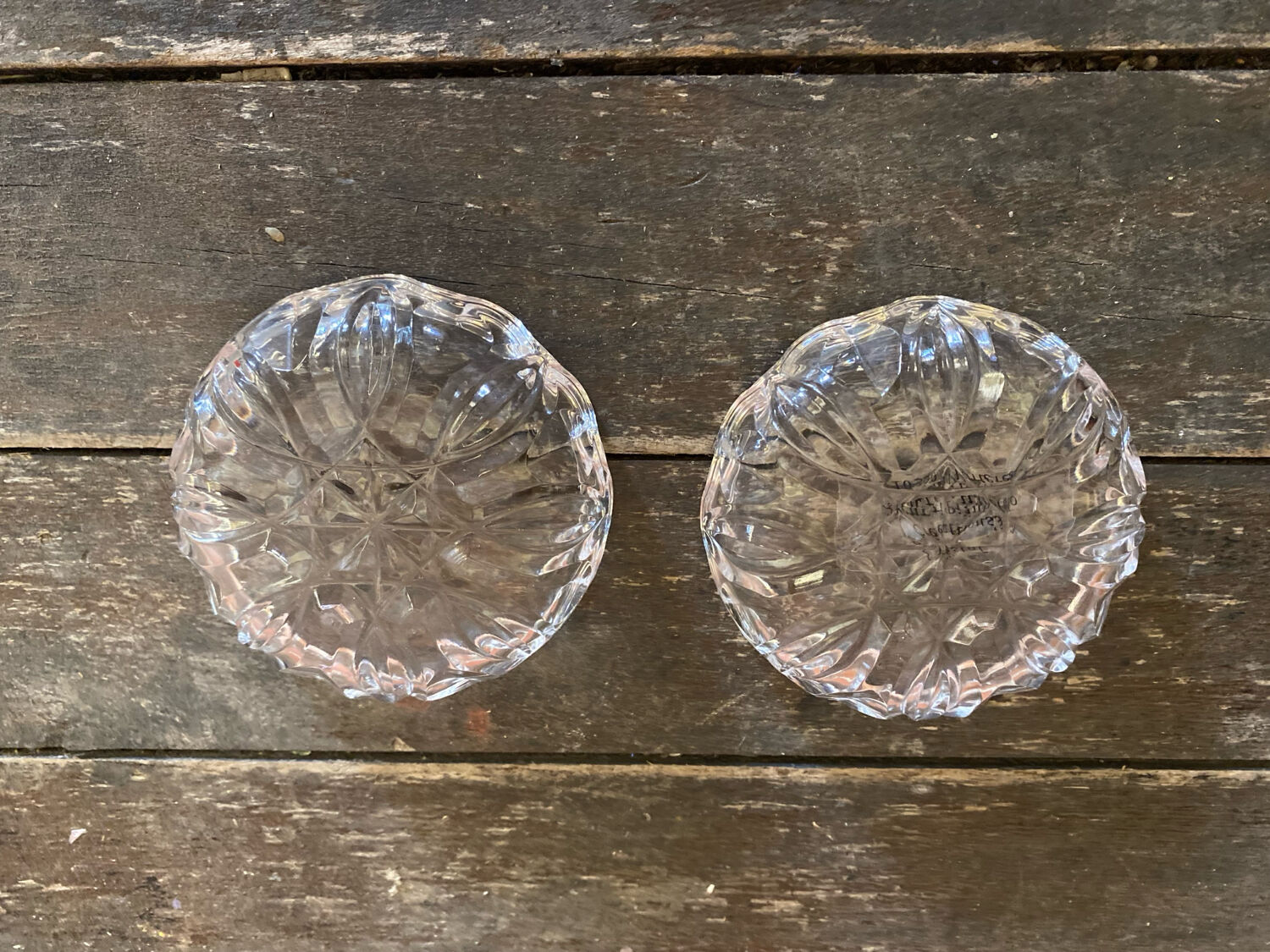 Pair of Antique Saleron Crystal Henri Piubello Salt and Pepper Shakers Vintage