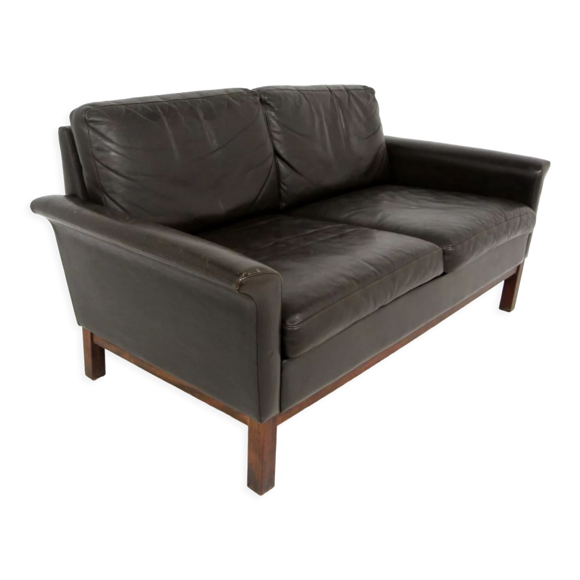 Scandinavian leather sofa 2 seater, Sweden, 1950