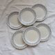 6 Vintage Oxford Earthenware Dessert Plates - Blue Polka Dot Pattern