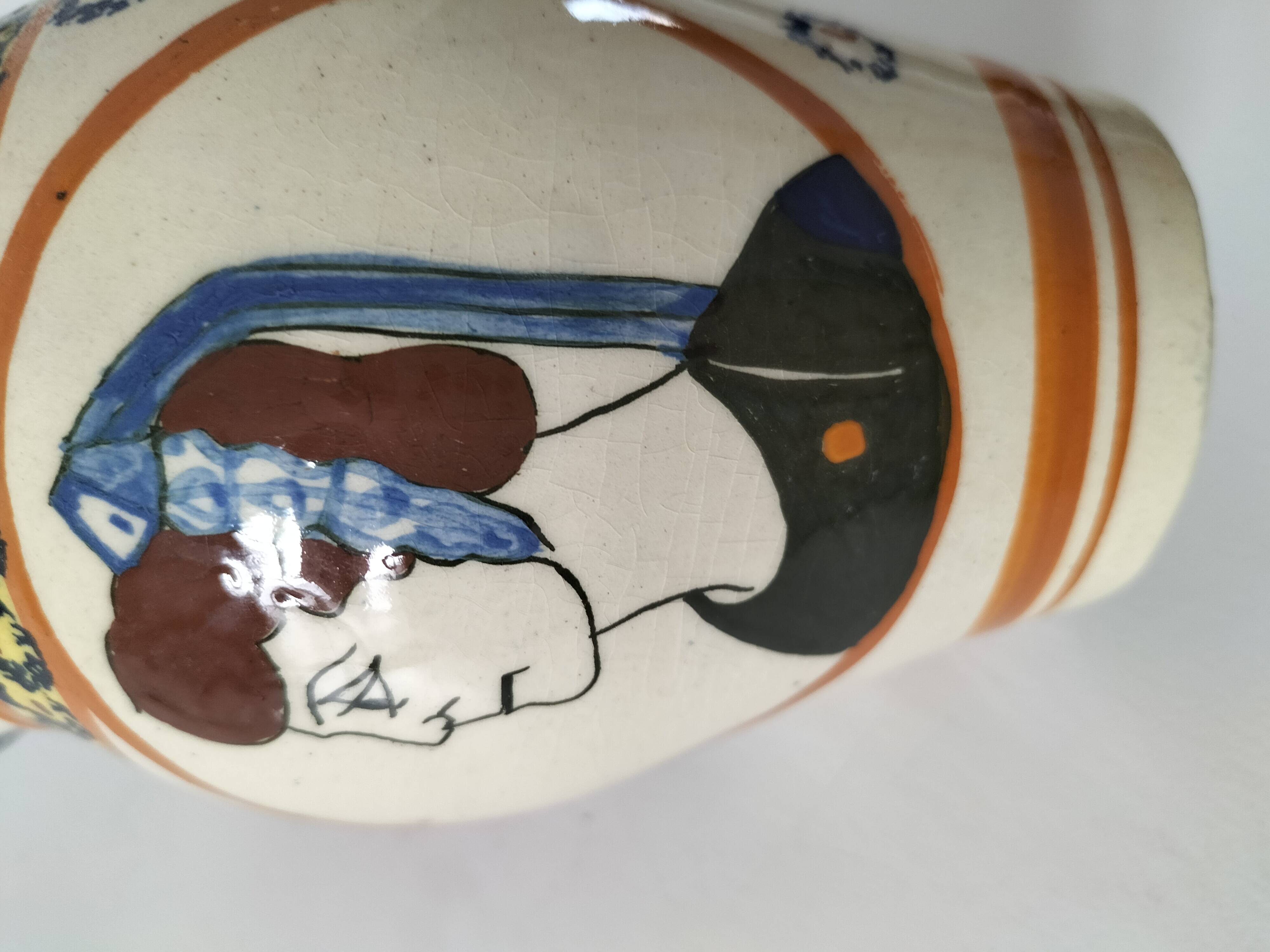 Breton pitcher Henriot Quimper Breton decoration no. 139 circa 1925-1935