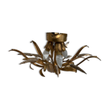 Ceiling light foliage and vintage gilded metal plant