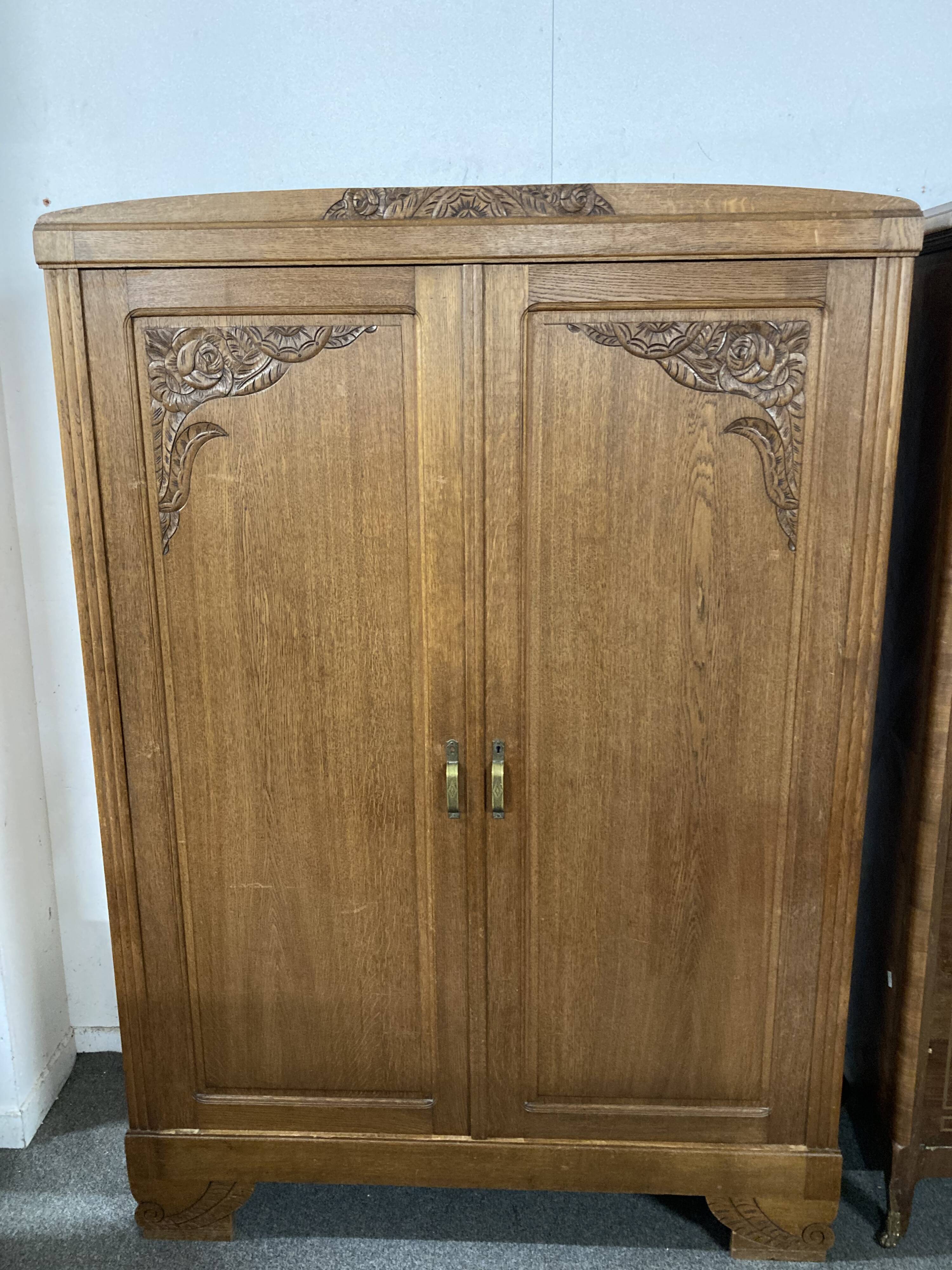 Art Deco wardrobe in solid oak