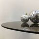 Table basse années 70 chrome et verre fumé