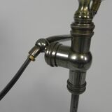 Lampe de bureau française avec abat-jour en verre, réglable, années 1930