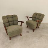 Pair of green Halabala armchairs by Druzba Bratislava B-609 year 59