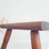 Tabouret tripode en bois massif - porte plante brutaliste