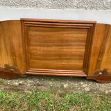 Carved wooden art deco headboard and footboard