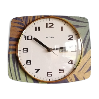 Vintage clock silent wall "Bayard blue green copper"