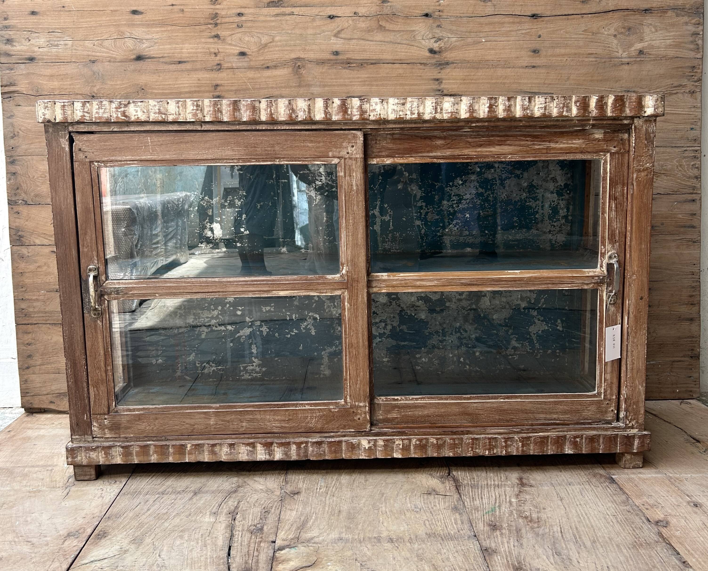 glazed teak buffet with original patina