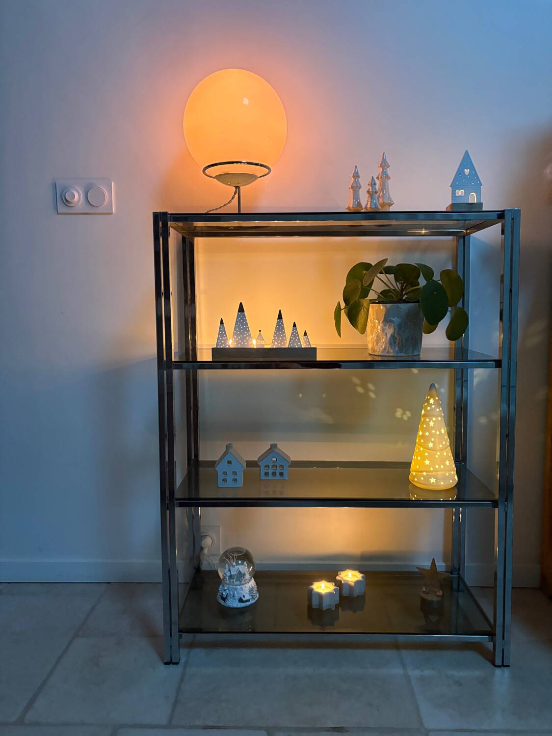 Chrome and smoked glass shelf