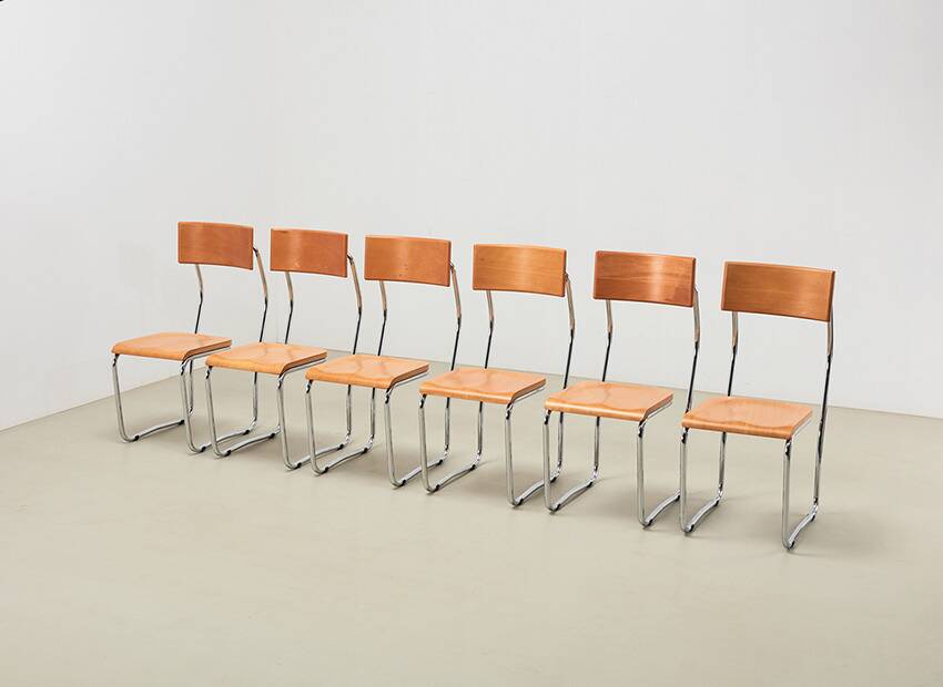 Giuseppe Terragni Set of 6 Lariana Dining Chairs Italy 1936/1990s