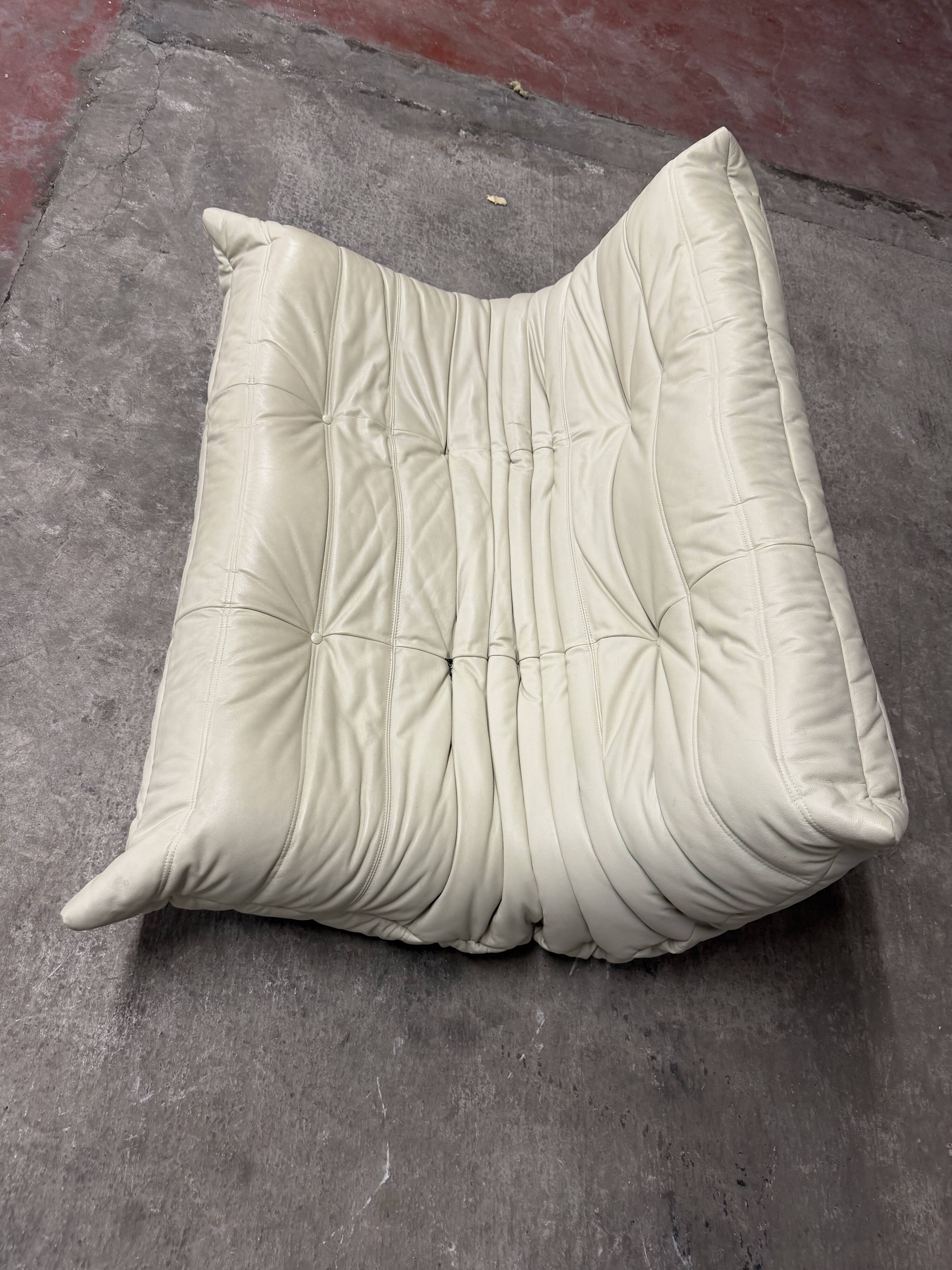 100% authentic Ligne Roset Togo 2-seater + 3-seater, original beige leather.