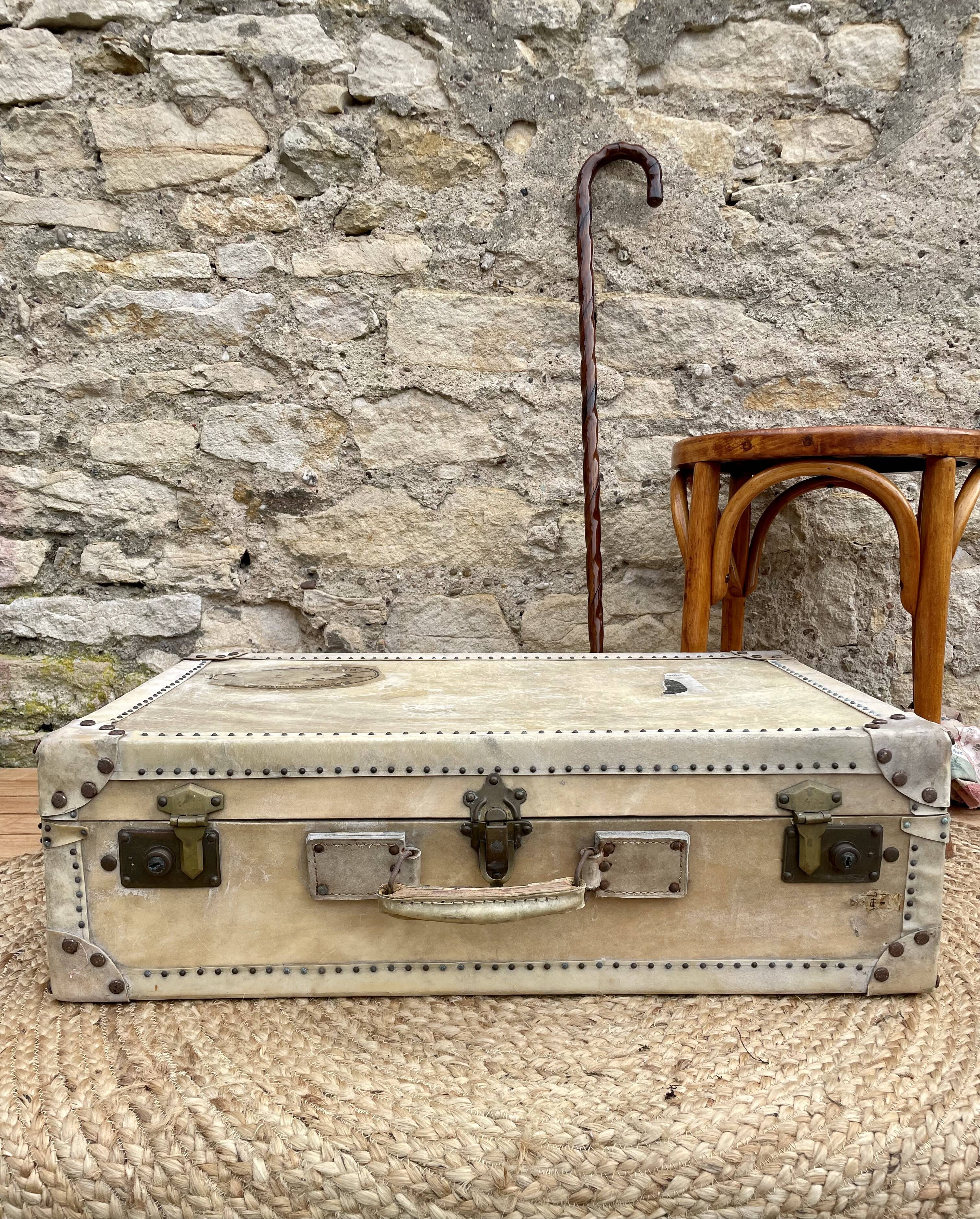 Old wood and leather suitcase