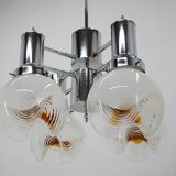 Murano Glass & Chrome Chandelier, Italy, 1970s