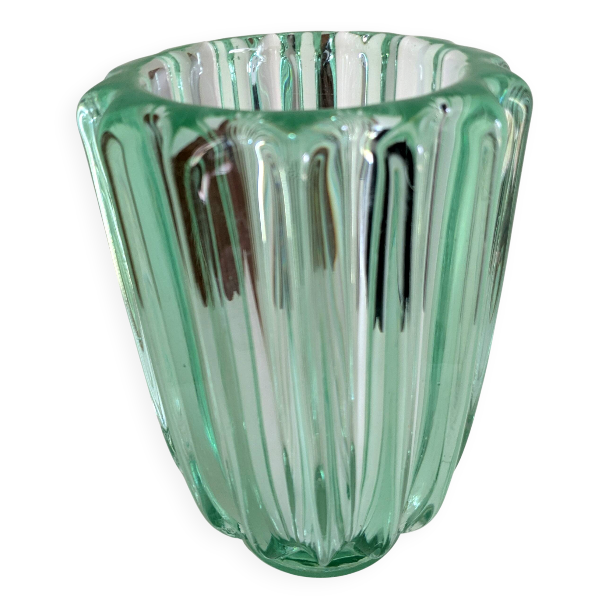 Art deco pressed glass vase, pierre d'avesn.