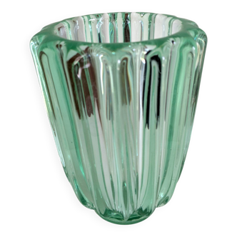 Art deco pressed glass vase, pierre d'avesn.