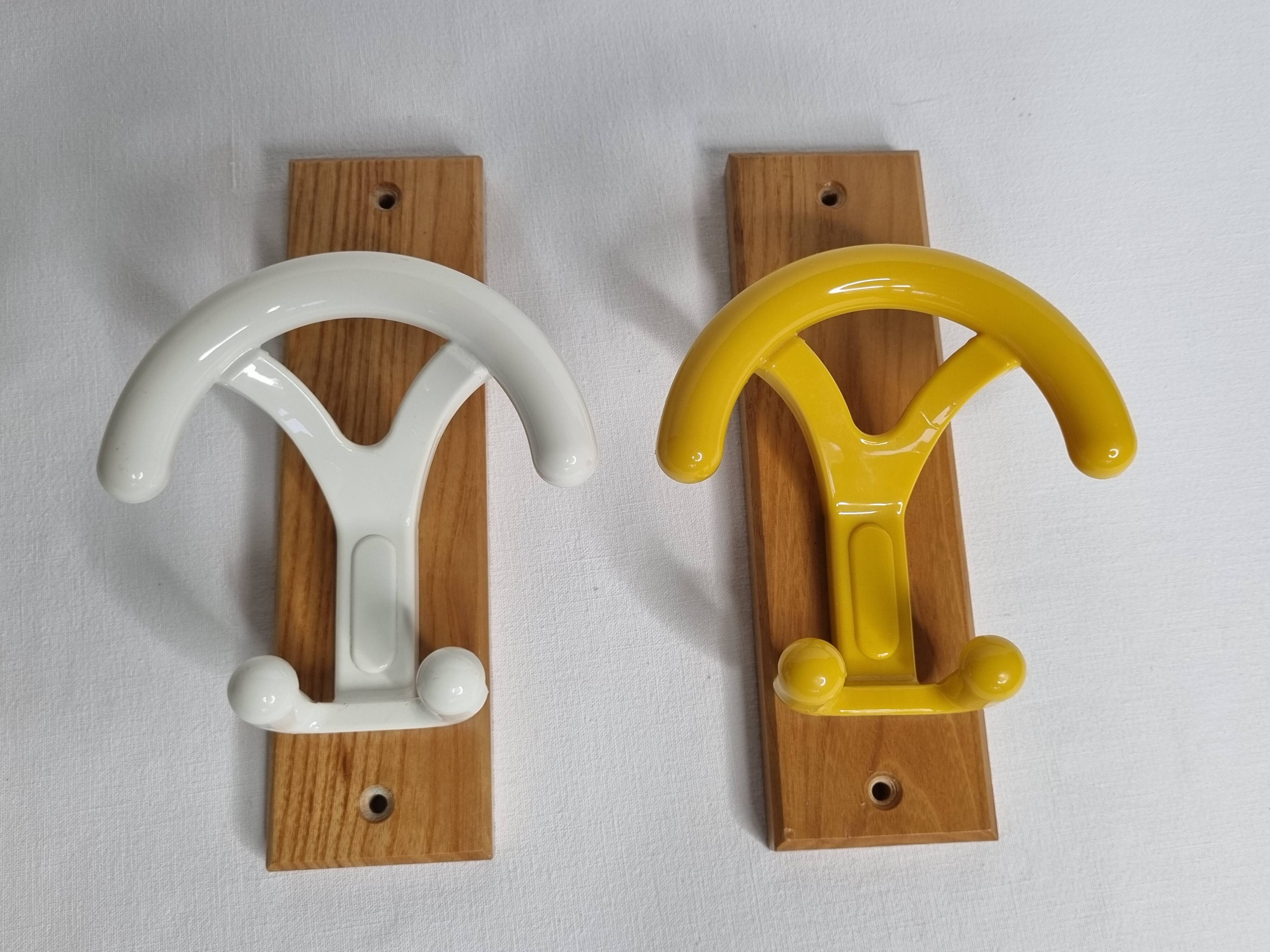 Pair of vintage "Ghidini Italy" coat hooks, two hooks, 20 cm